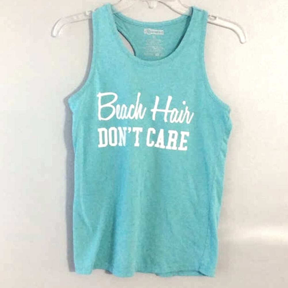Tank Top Beach Hair Don't Care Aqua Blue Series 8 Size medium Shirt - Picture 2 of 4